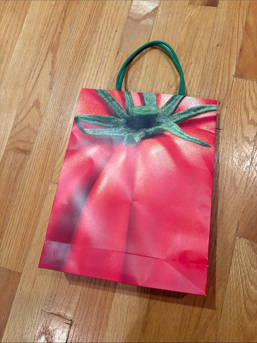 Loewe Red Tomato Graphic Gift Bag with Green Handles